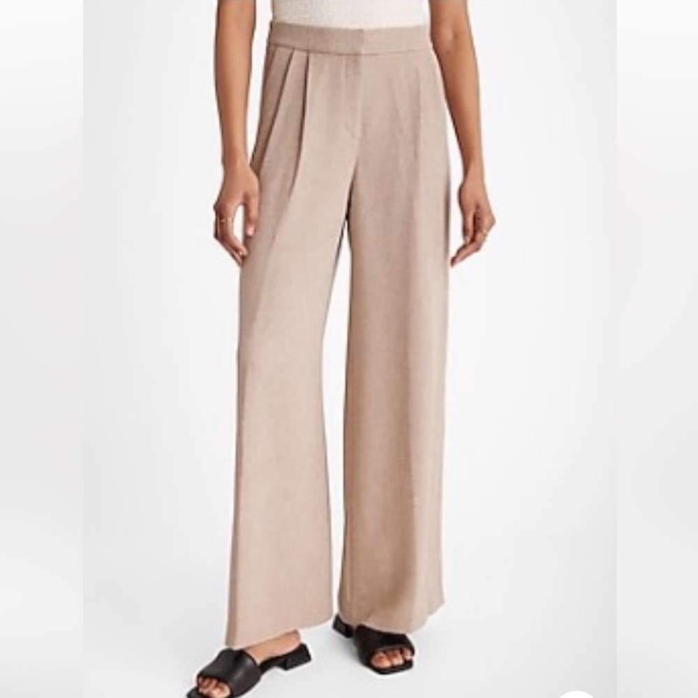 Express Beige Textured Wide Leg Stylist Pants